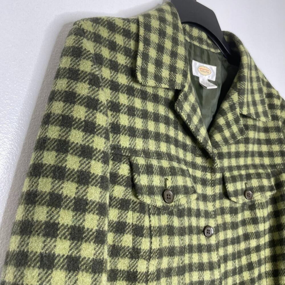 Talbots Green Plaid Wool Blend Button Jacket Retro Cottagecore 10 Blazer